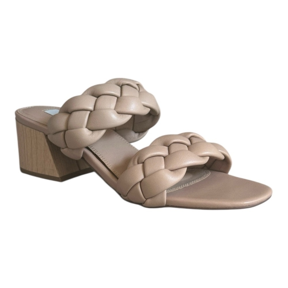 Steven New York Beliza Braided Block Heel Sandals Nude Beige Leather 7.5